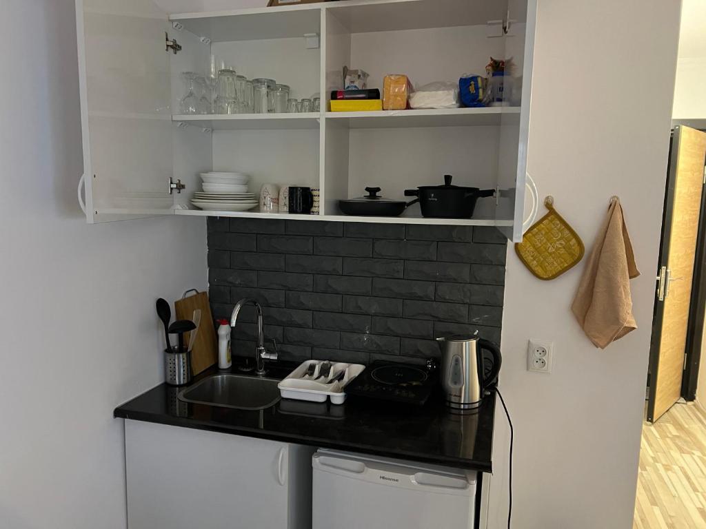 Kuchyň nebo kuchyňský kout v ubytování Gudauri Loft Apartment N508