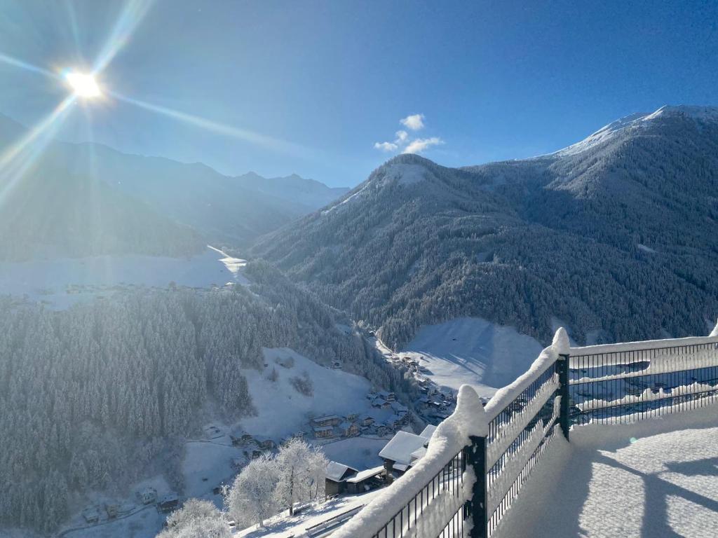 a view from the top of a snow covered mountain at Ferienwohnung Fotscherblick in Sellrain
