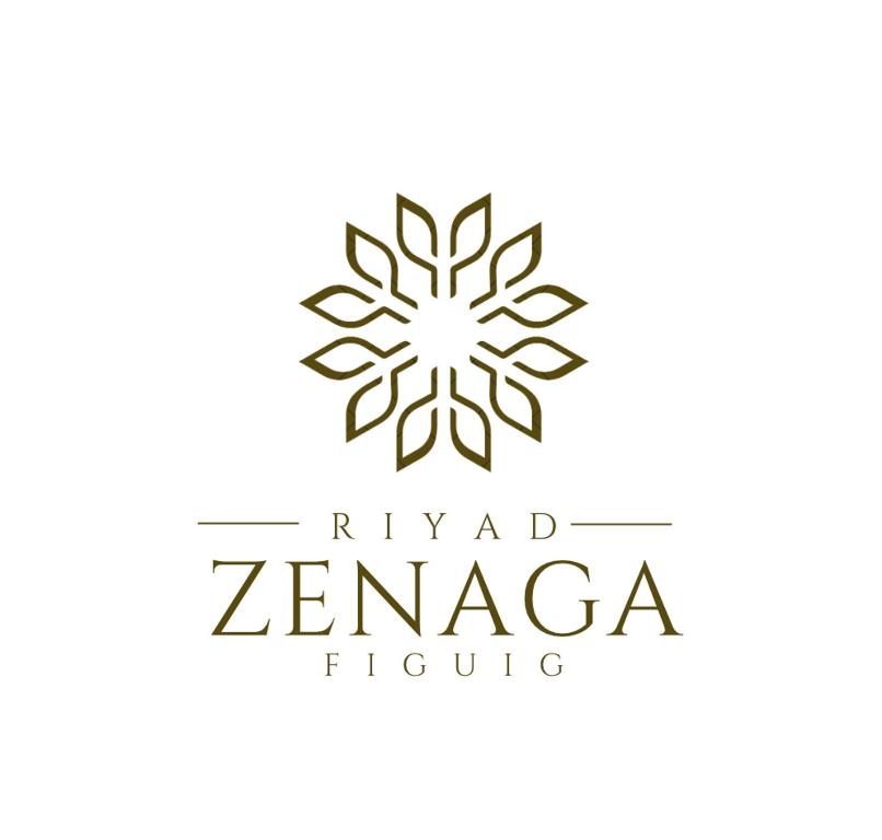 ein Logo für ein zenica Hotel in der Unterkunft RIYAD ZENAGA in Figuiq