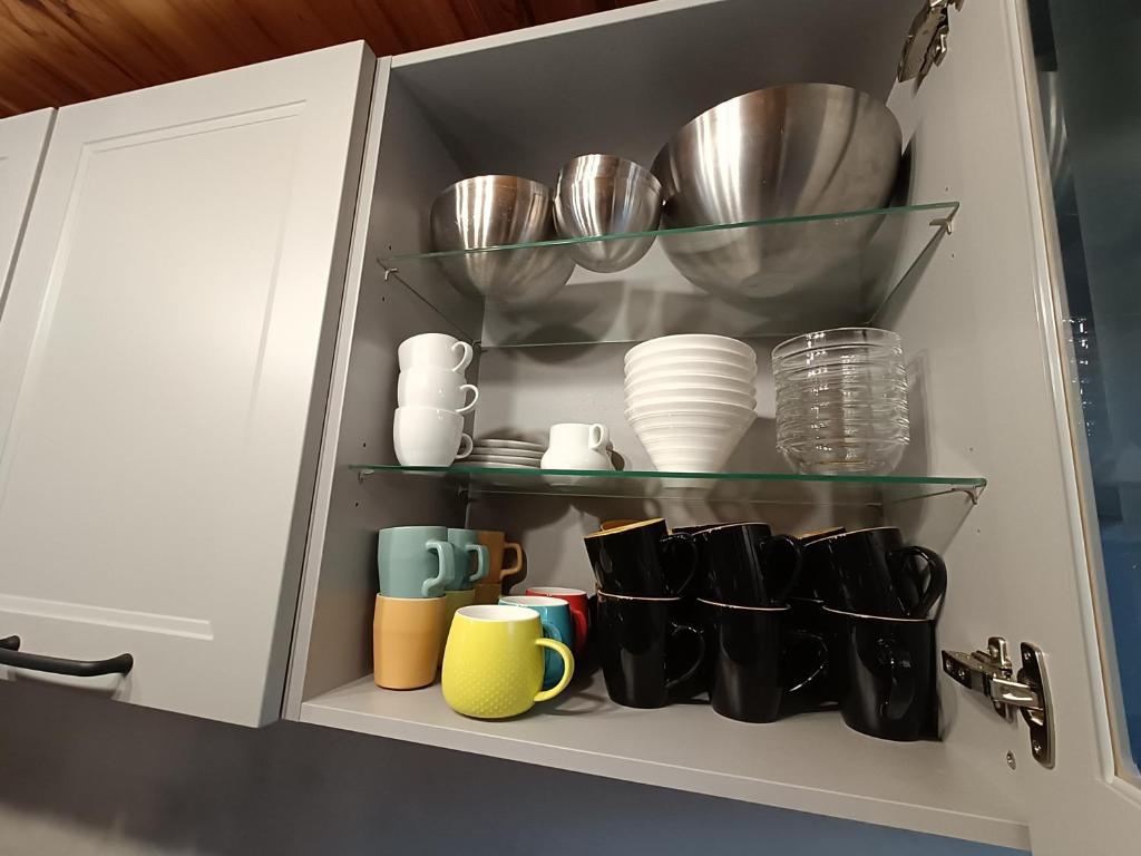Kuchyň nebo kuchyňský kout v ubytování Chalet HEUREux