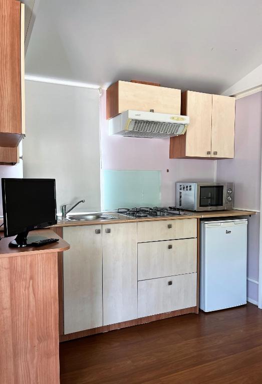 Kuchyň nebo kuchyňský kout v ubytování Bungalows Zaragoza Camping
