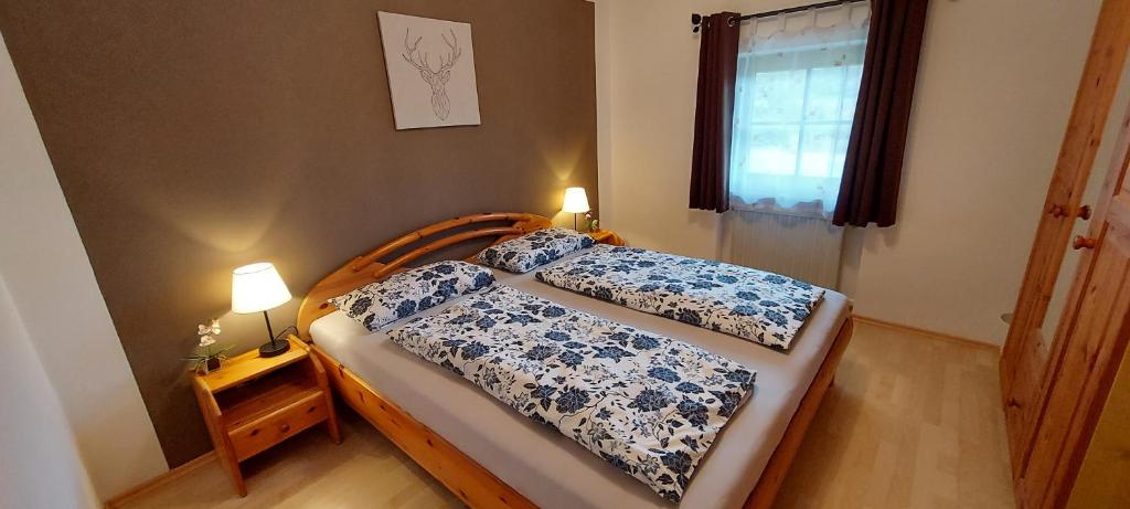 Postel nebo postele na pokoji v ubytování Ferienhaus Molberting
