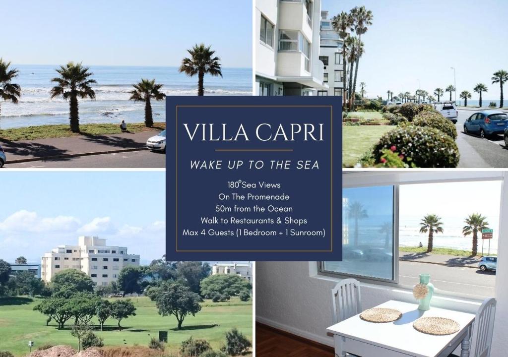 a collage of photos with a sign for villa carril wake up to at Villa Capri in Cape Town