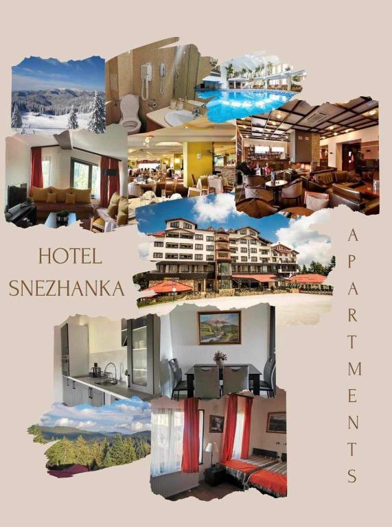 a collage of photos of a hotel in a resort at Private Apartments in Hotel Snezhanka in Pamporovo