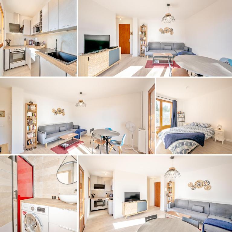 un collage de photos d'un appartement dans l'établissement Superbe Appartement - Exposition Plein Sud, à Hyères