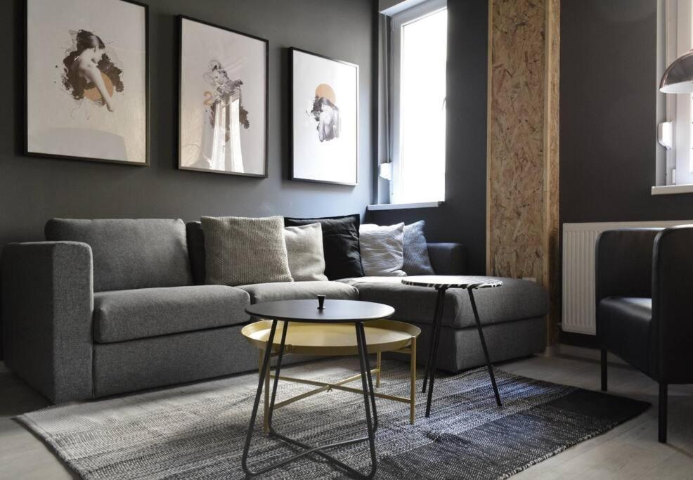 a living room with a couch and a table at 2 Bdr / Cozy Ap Near Old Town in Bucharest