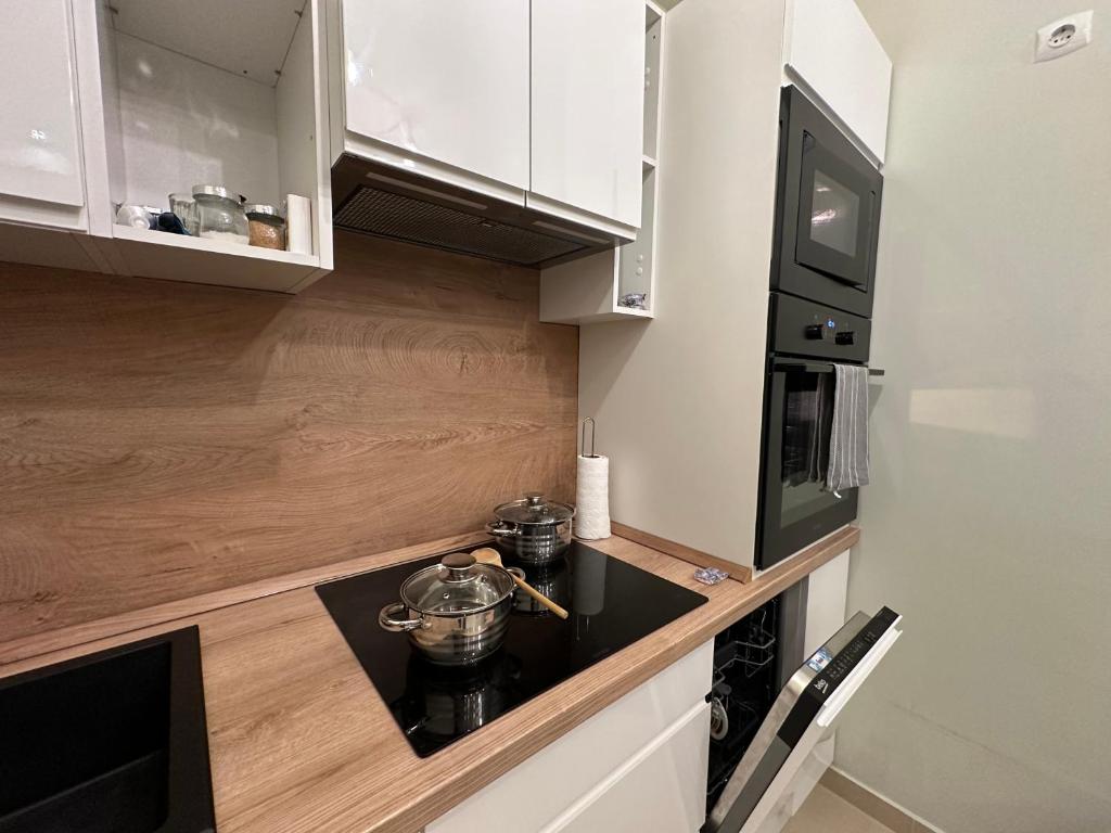 Kuchyň nebo kuchyňský kout v ubytování Travel Studio