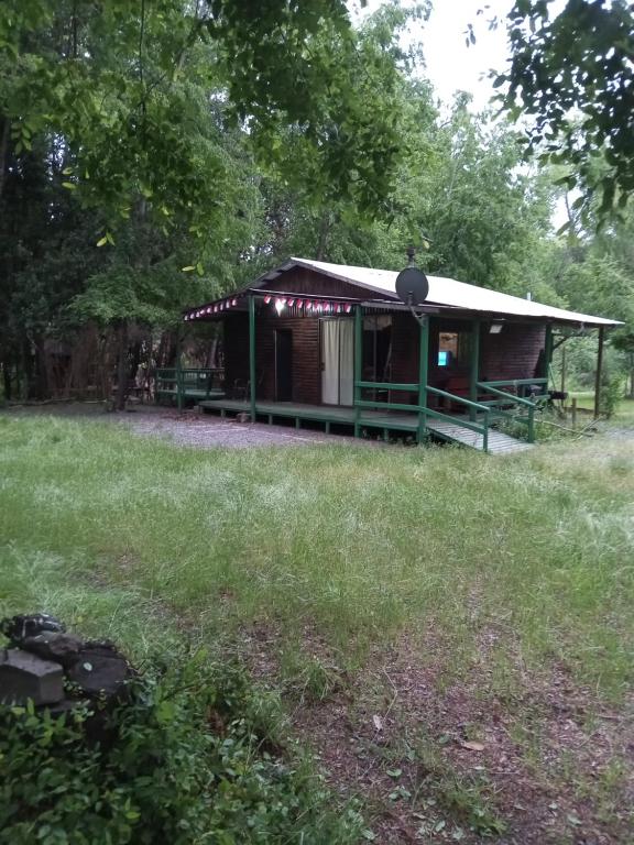 une cabane dans les bois avec une pelouse dans l'établissement Cabañas chivo siete tazas, à El Torreón