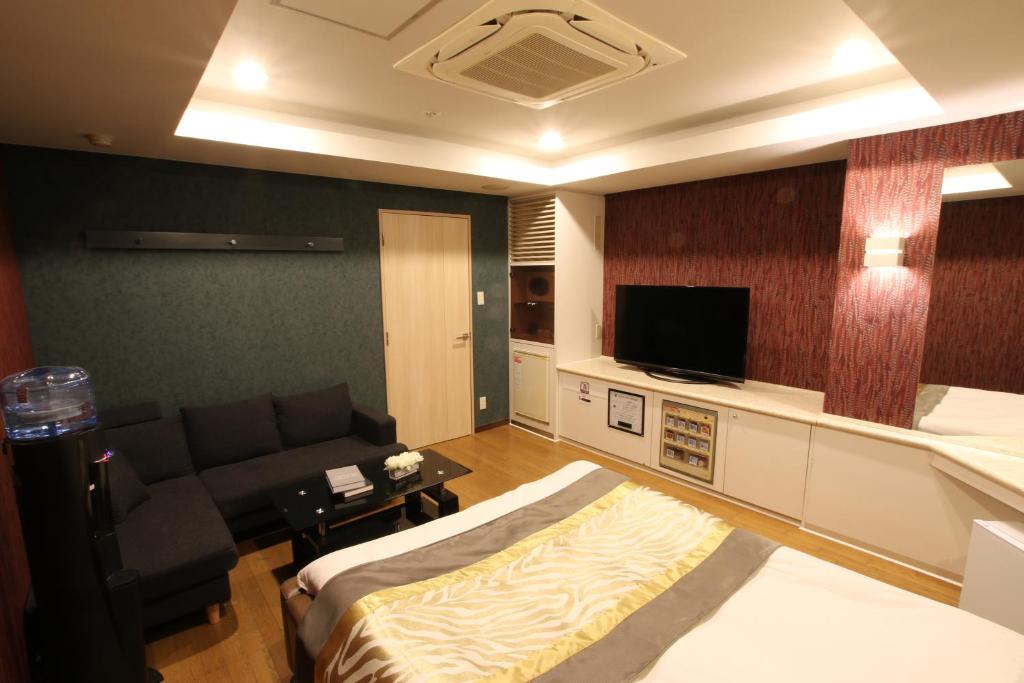TV a/nebo společenská místnost v ubytování HOTEL K-WAVE Adult Only