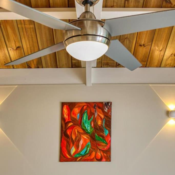 a ceiling fan and a painting on a wall at Amadria La Saline - 4 personnes in La Saline Les hauts 