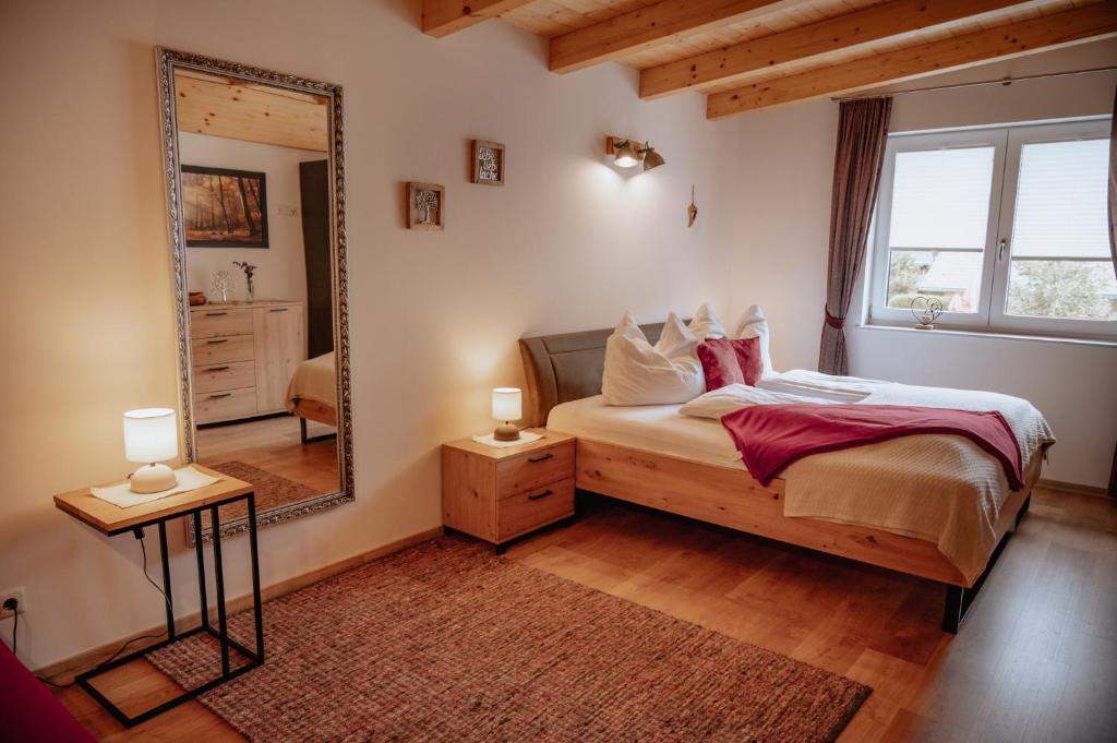 Posteľ alebo postele v izbe v ubytovaní Meine Auszeit – das ferienhaus