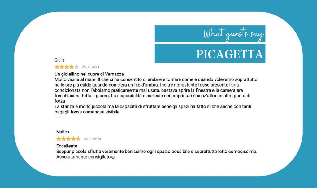 Certifikát, ocenenie alebo iný dokument vystavený v ubytovaní Picagetta