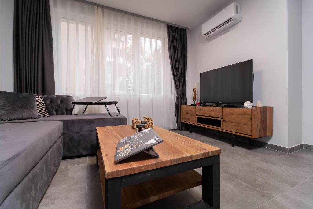 TV a/nebo společenská místnost v ubytování Chic 1BR Apartment with Balcony in Plovdiv