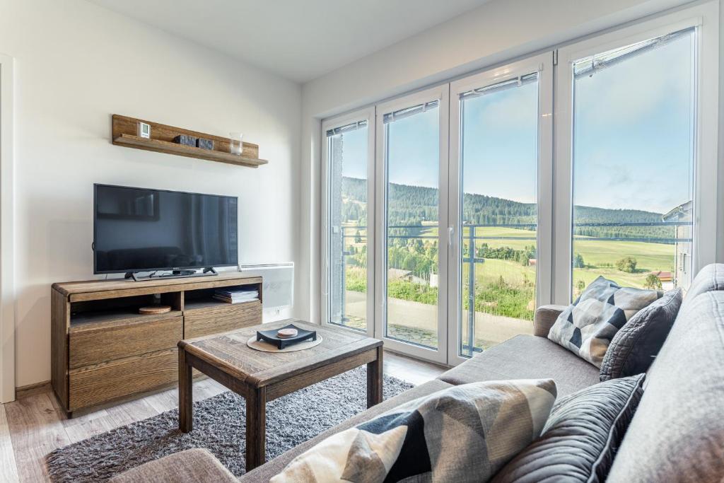 TV a/nebo společenská místnost v ubytování Family Apartments Klínovec