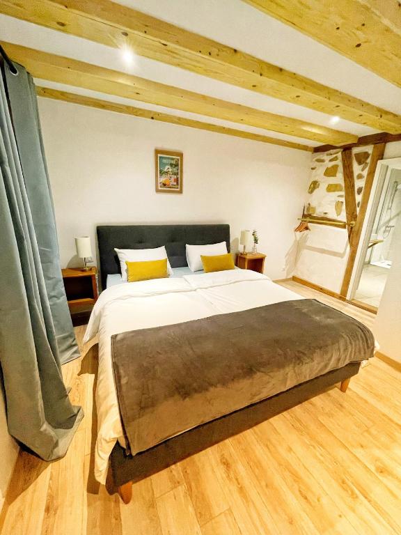 a bedroom with a large bed in a room at Chambre Pin Up Wings in Eguisheim
