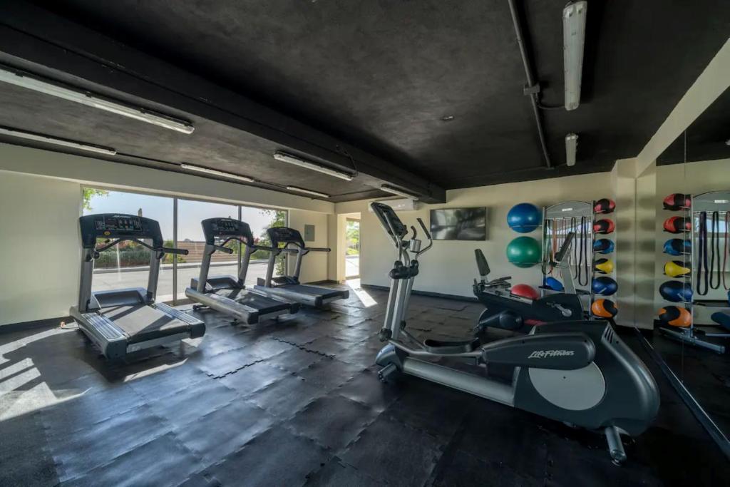 a gym with several treadmills and cardio machines at Lumina at Vista Velas II Los Cabos in El Pueblito