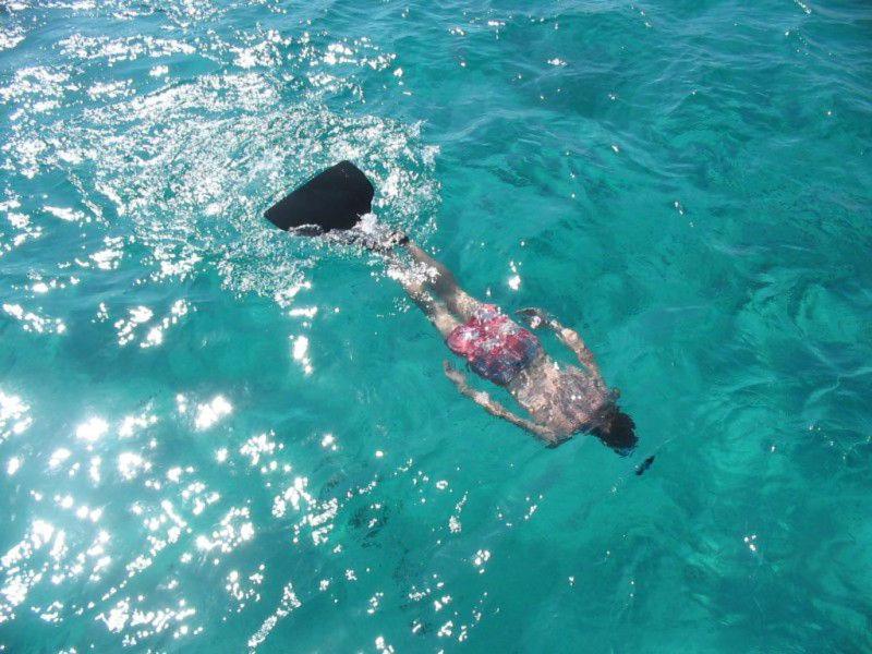 a person swimming in the water in the ocean at La Petite Calanque in Marseille