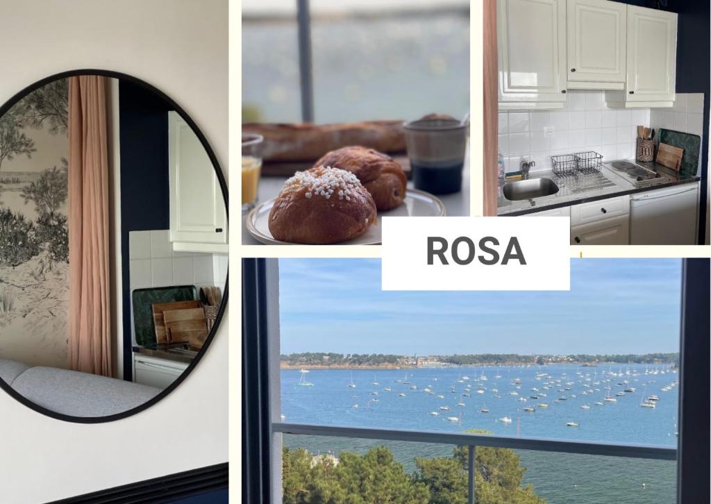 un collage de photos avec une fenêtre et une vue dans l'établissement Rosa*Studio *Belle Vue Mer*Dinard*, à Dinard