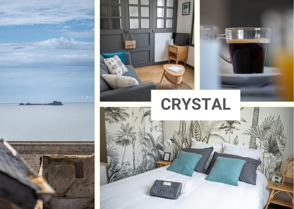 un collage de fotos de una habitación de hotel en CRYSTAL, en Saint-Malo