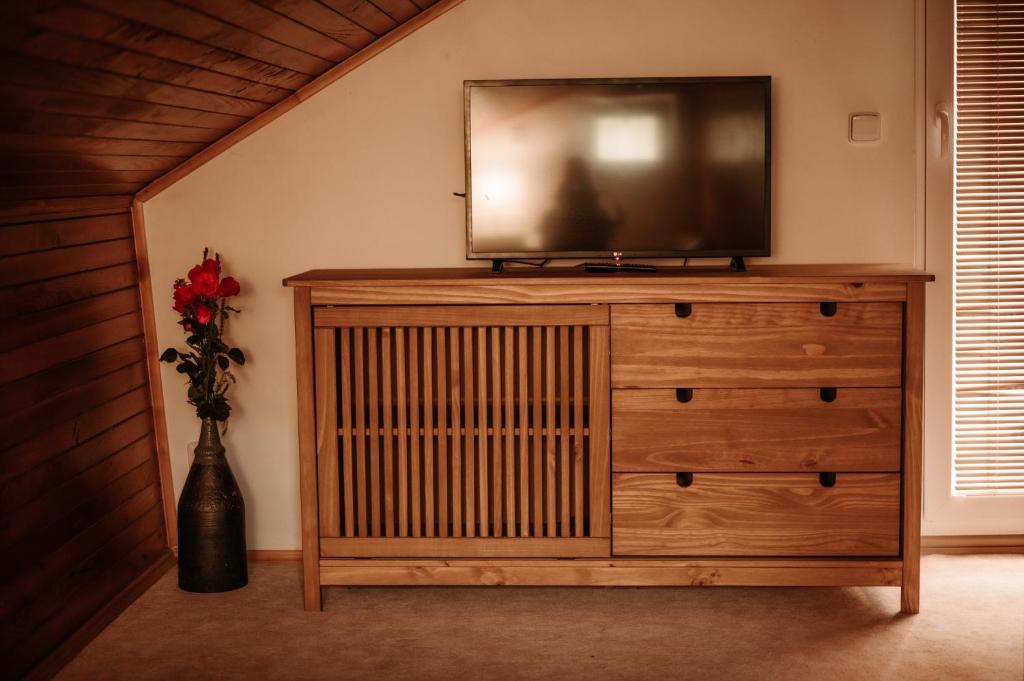 TV a/nebo společenská místnost v ubytování Chata U Svahu
