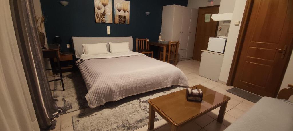 Posteľ alebo postele v izbe v ubytovaní Zisis Garden Studios