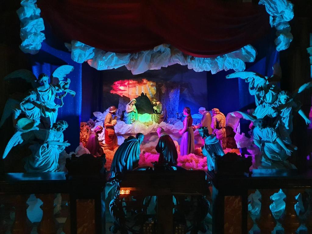 a display of disney villains in a stage at night at Appartamento Belvedere in Frabosa Soprana