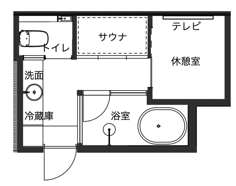 Půdorys ubytování FUMAI sauna &INN-遠赤外線サウナ-松江の歴史と文化と共に過ごすsmart hotel