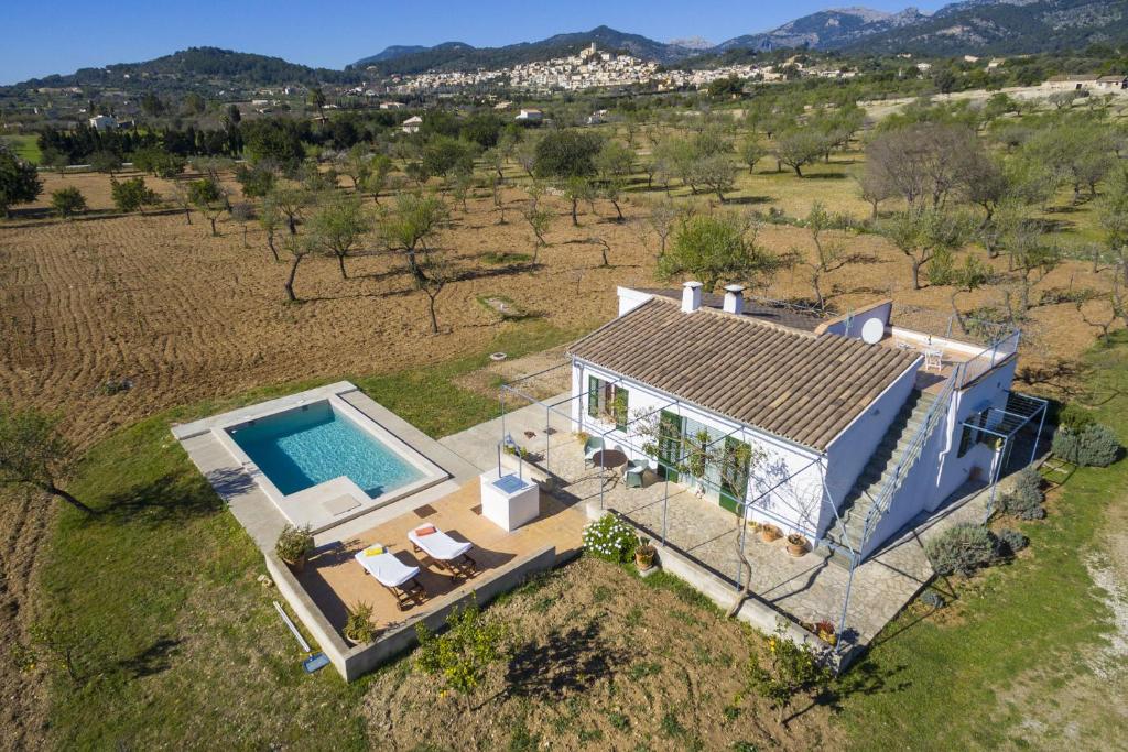 an aerial view of a house with a swimming pool at Finca Faustina Only Adults in Selva in Selva