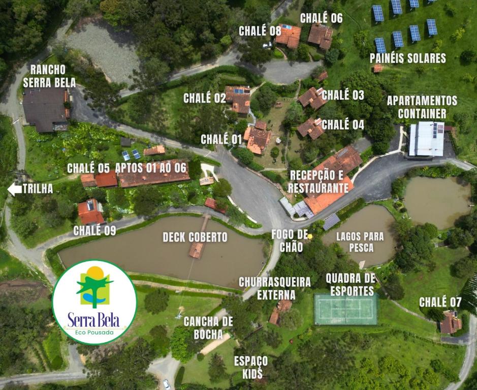 un mapa del campus de un parque en Serra Bela Eco Pousada, en Urubici