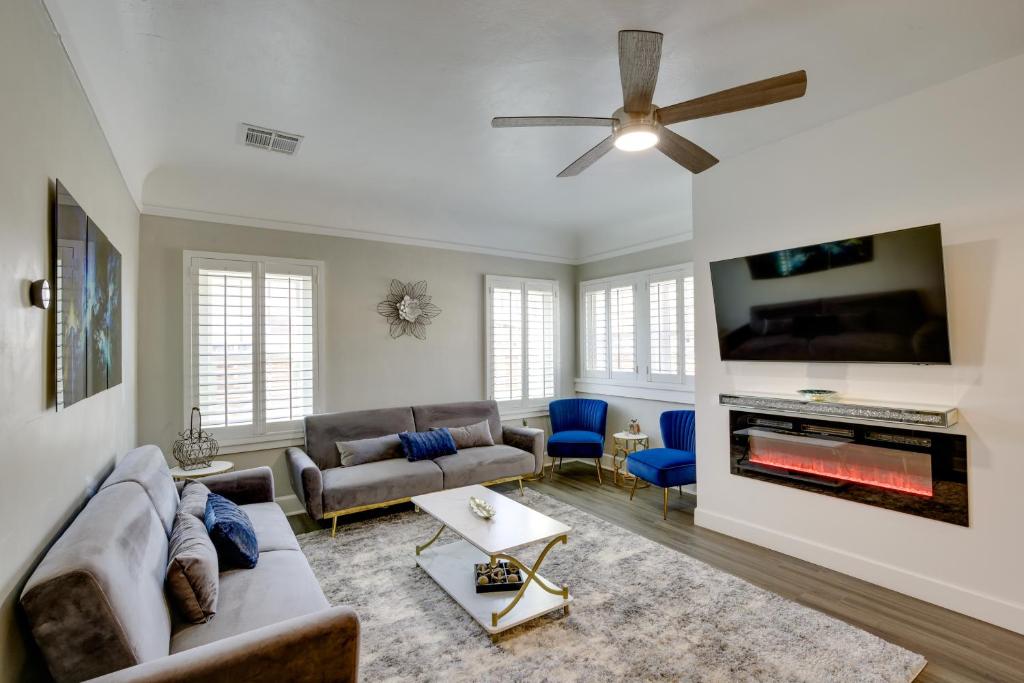 A seating area at Sunny El Paso Apartment with Backyard Patio!