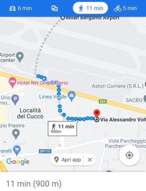 a screenshot of a google maps page with a map at Apartment Orio Volta in Orio al Serio
