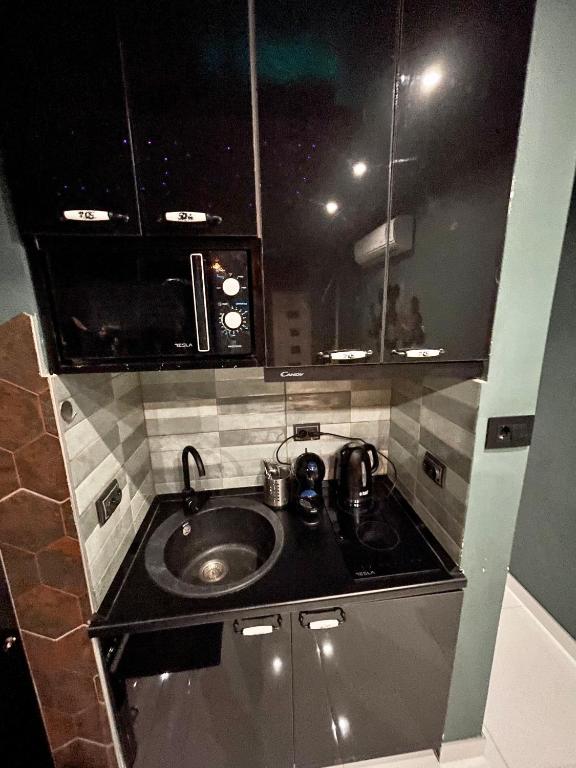 Kuchyň nebo kuchyňský kout v ubytování Spa Apartments UTOPIA