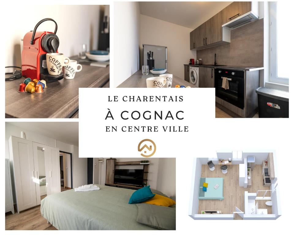 a collage of pictures of a kitchen and a room at #Nouveau#Grand#Charentais#Wifi#Parking#Biendormiracognac in Cognac