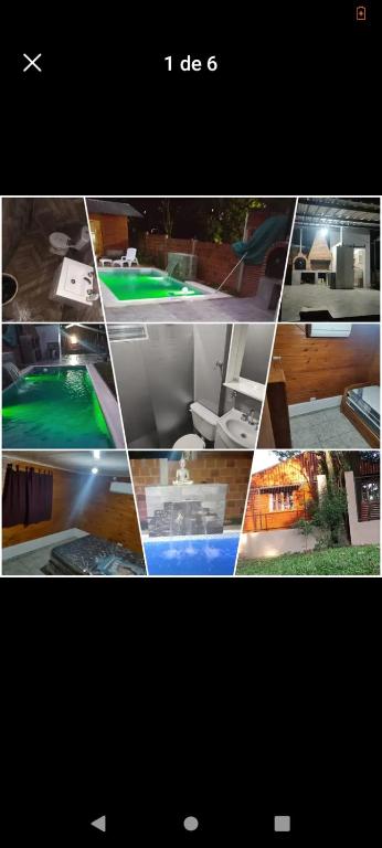 a collage of different pictures of a pool at Cabañas Brisa Bonita Misiones in Posadas