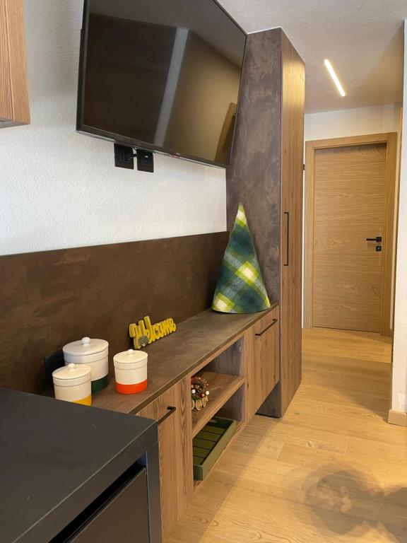 Kuchyň nebo kuchyňský kout v ubytování Nuovo e comodo in Val di Fassa