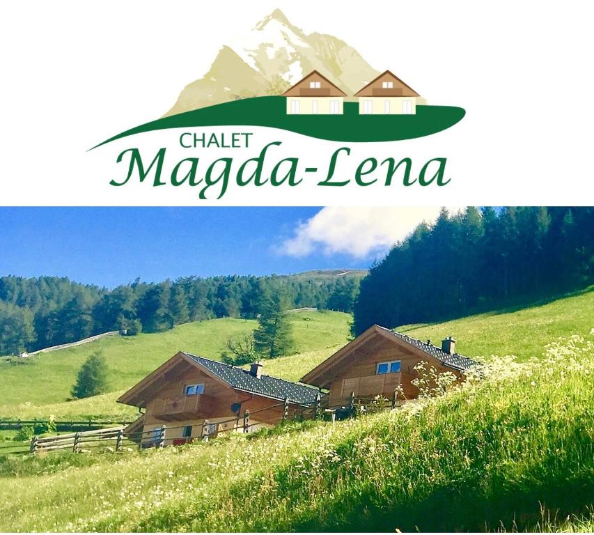 a collage of two pictures of a farm withchant macada leena at Chalet Magda in Heiligenblut