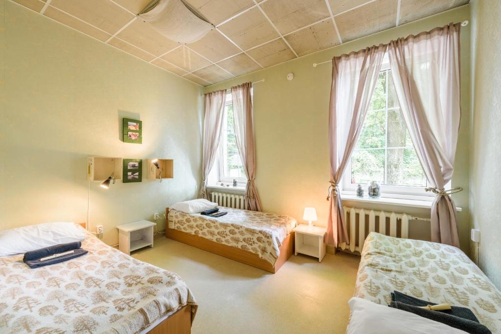 Postel nebo postele na pokoji v ubytování Downtown Forest Hostel & Camping