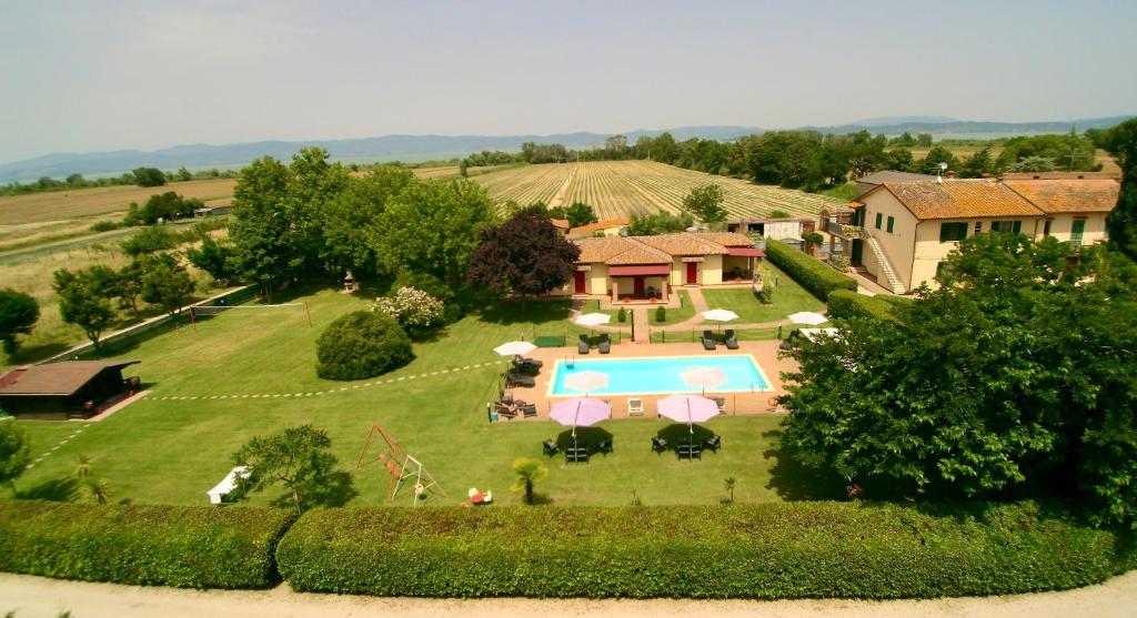 an aerial view of a estate with a swimming pool at Oasi di Agilla in Panicarola