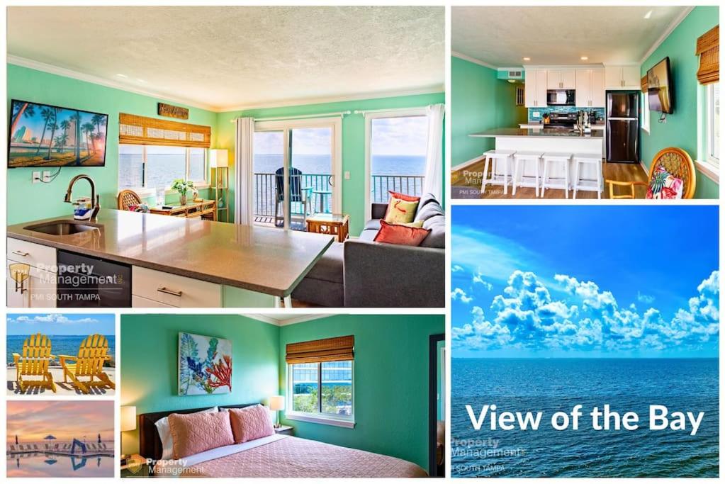 een collage van foto's van een keuken en uitzicht op de baai bij Tampa Bay Breeze in Tampa
