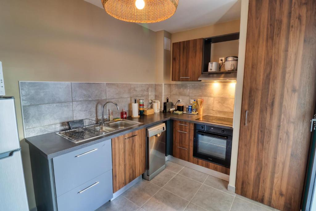 Kuchyň nebo kuchyňský kout v ubytování Logement 4 pièces Étang St Paul