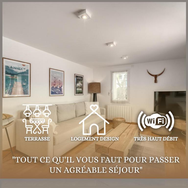 Posezení v ubytování Appartement chaleureux à Sévrier