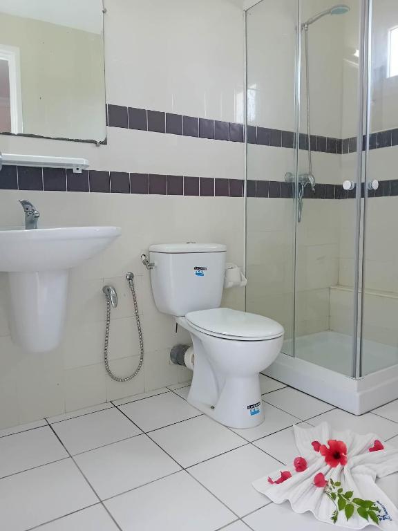 Koupelna v ubytování Hôtel Romane