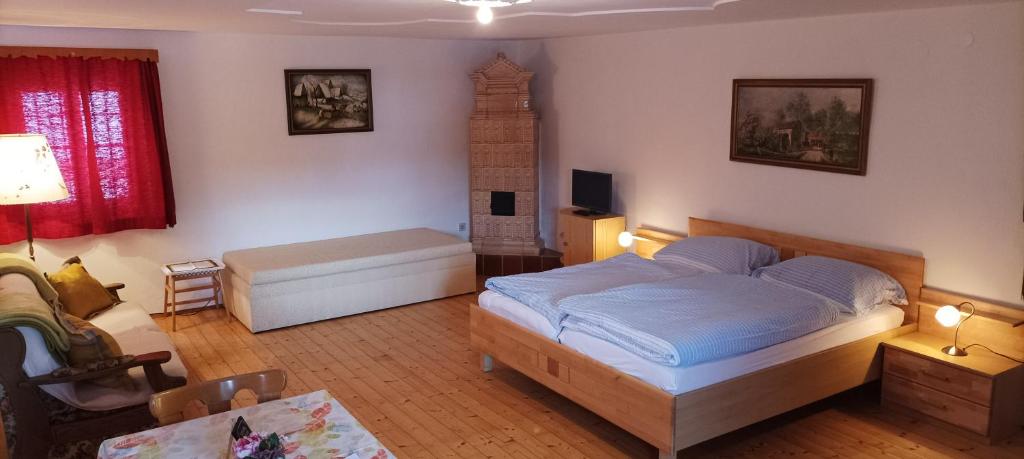 Postel nebo postele na pokoji v ubytování Altmühle