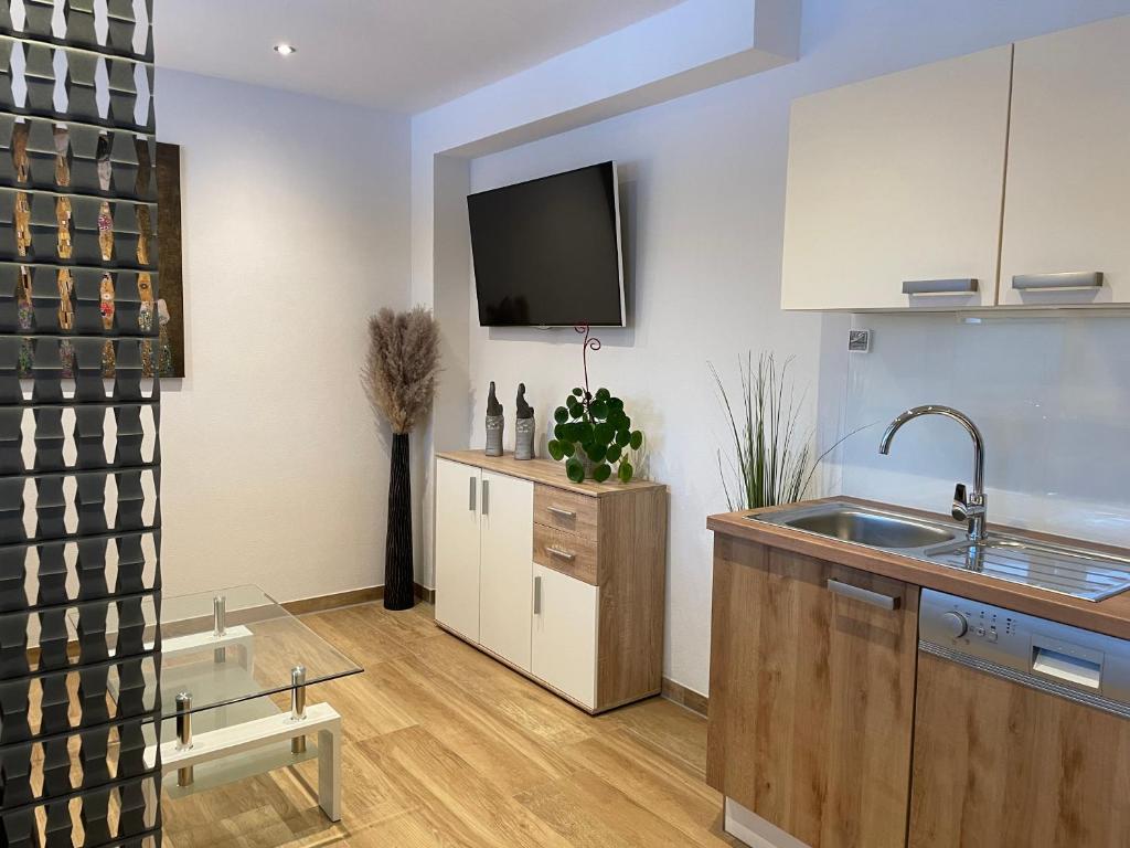 Kuchyň nebo kuchyňský kout v ubytování Ferienwohnung Eder