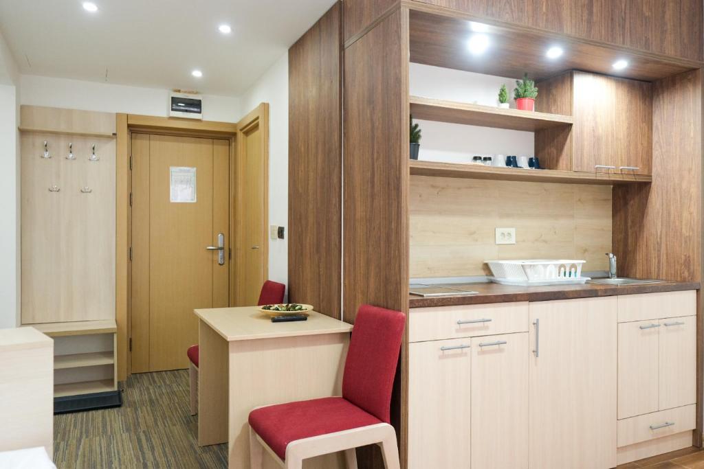 Kuchyň nebo kuchyňský kout v ubytování Apartments Pavle
