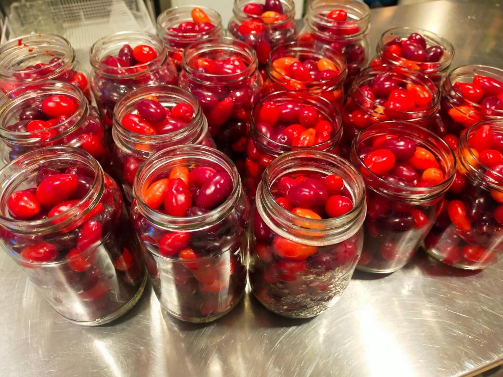a group of mason jars filled with cherries at Agritur Maso Flonkeri in Bosentino