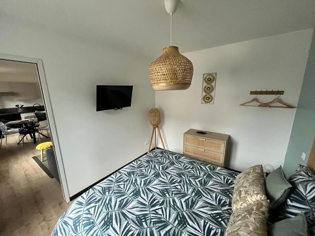 Postel nebo postele na pokoji v ubytování Coin de paradis avec spa illimité en plein centre Avranches