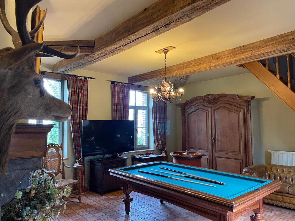 Biliár nebo kulečník v ubytování Les Confidences de Messire Sanglier, stylished guest houses