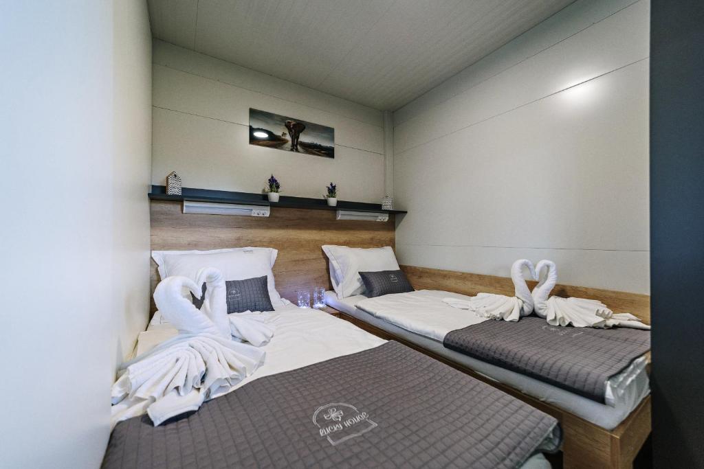 Postel nebo postele na pokoji v ubytování Glamping Lucky House