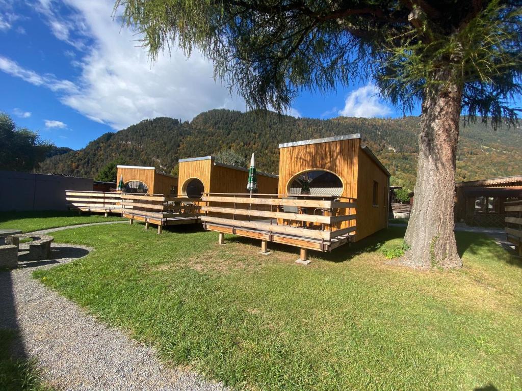 インターラーケンにあるUnique Tiny Eco Lodges with gorgeous views to Jungfrau Massivの木の集合